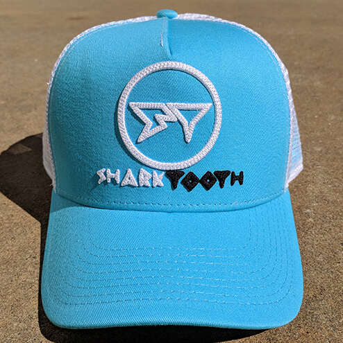Shark Tooth Rise Trucker Hat - Aqua White Front